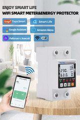 63A WiFi Smart Energy kWh Meter Tuya Earth Leakage Over Under Voltage Switch Kit