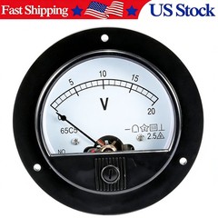 DC 0-20V Analog Panel Meter Round Voltmeter Voltage Gauge Analogue Voltmeter