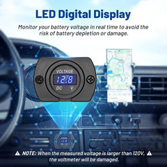2Packs Car Voltage Meter Monitor 12V/24V Voltmeter Gauge with LED Digital Displa