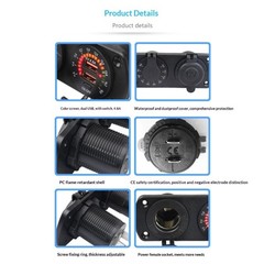 Car Switches Panel with Voltage Display Waterproof Cover and Safety Protections