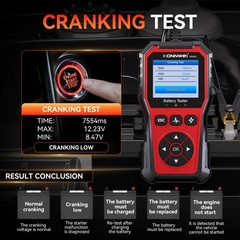 KW331 Car Battery Tester with Cloud Printing 10-2000CCA 6/12/24V Lead-Acid, A…