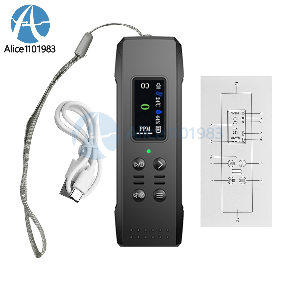 Portable Carbon Monoxide Detector Alarm RV Home Gas Leak Detector Rechargeable