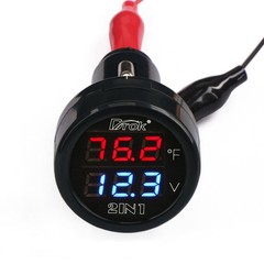 Car Temperature Gauge Voltmeter 12V-24V Display Sturdy Multifunctional