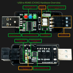 USB to RS485 Serial Interface Adapter for Data Collection and Telemetry