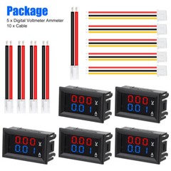 5Pcs DC 100V 10A LED Digital Voltmeter Ammeter Dual Volt Amp Meter Voltage Gauge