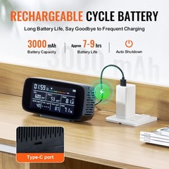 VEVOR 9-IN-1 Air Quality Monitor CO2 Detector PM1.0/2.5/10 HCHO TVOC Tester
