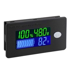 48V Battery Meter 10-100V Voltmeter with Temp Gauge for RV Marine Usage