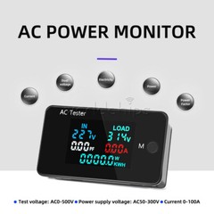 AC 0-500V Dual Voltmeter 0-100A Ammeter Energy Meter HD Color Screen LED display
