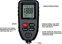R&D TC100 Car Paint Coating Thickness Gauge Auto Tester Measuring Fe NFe Probe.