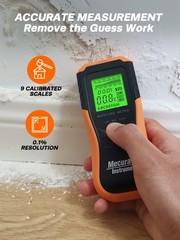 Mecurate Digital Pin Type Wood Moisture Meter with 3 Colored Indicators, Moistur