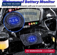 Car Battery Voltage Meter, Waterproof DC 12V 24V Digital Volt Meter, 12v Battery
