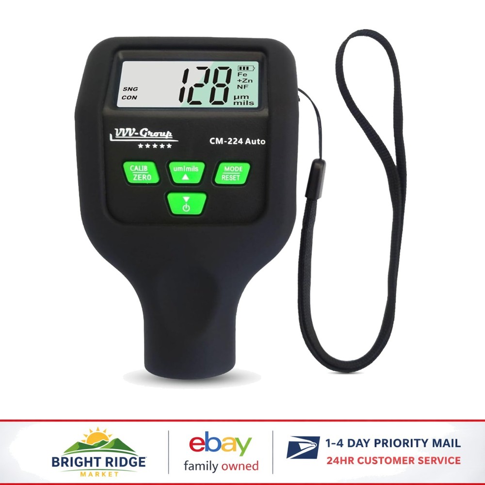 Digital Paint Thickness Gauge for Automotive Inspection with Backlit LCD Display