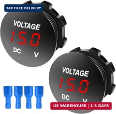 2PCS DC 12-24 V Voltmeter Gauge, Mini Digital Display LED Voltage Meter Gauge wi