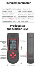 Digital Manometer LCD Dual Port HVAC Differential Gauge Air Gas Pressure Meter