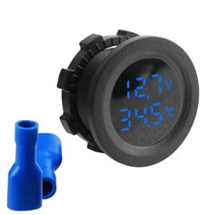 LED 2 in1 Round Temperature Voltmeter Modified Automotive Voltage Test