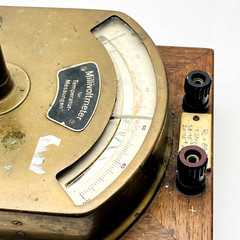 Vintage Millivoltmeter for Temperature Measurements Wood Brass Glass
