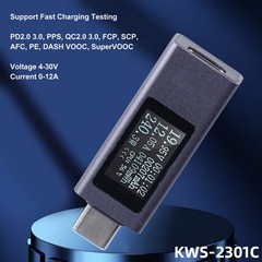 12A USB C Tester High Current PD DC Voltmeter Power Meter For Phone Charging