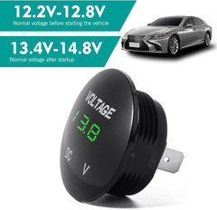 Voltmeter Gauge, 12 V-24 V DC LED Digital round Panel Voltage Detector, Mini 2 P