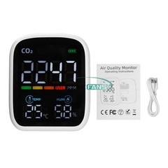 Portable WiFi Air Quality Monitor CO2 Temp & Humidity NDIR Sensor APP Control