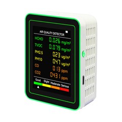 6-in-1 CO2 Meter Air Quality Monitor 400-5000 PPM Sensor Carbon Dioxide Detector