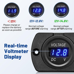 2Packs Car Voltage Meter Monitor 12V/24V Voltmeter Gauge with LED Digital Displa