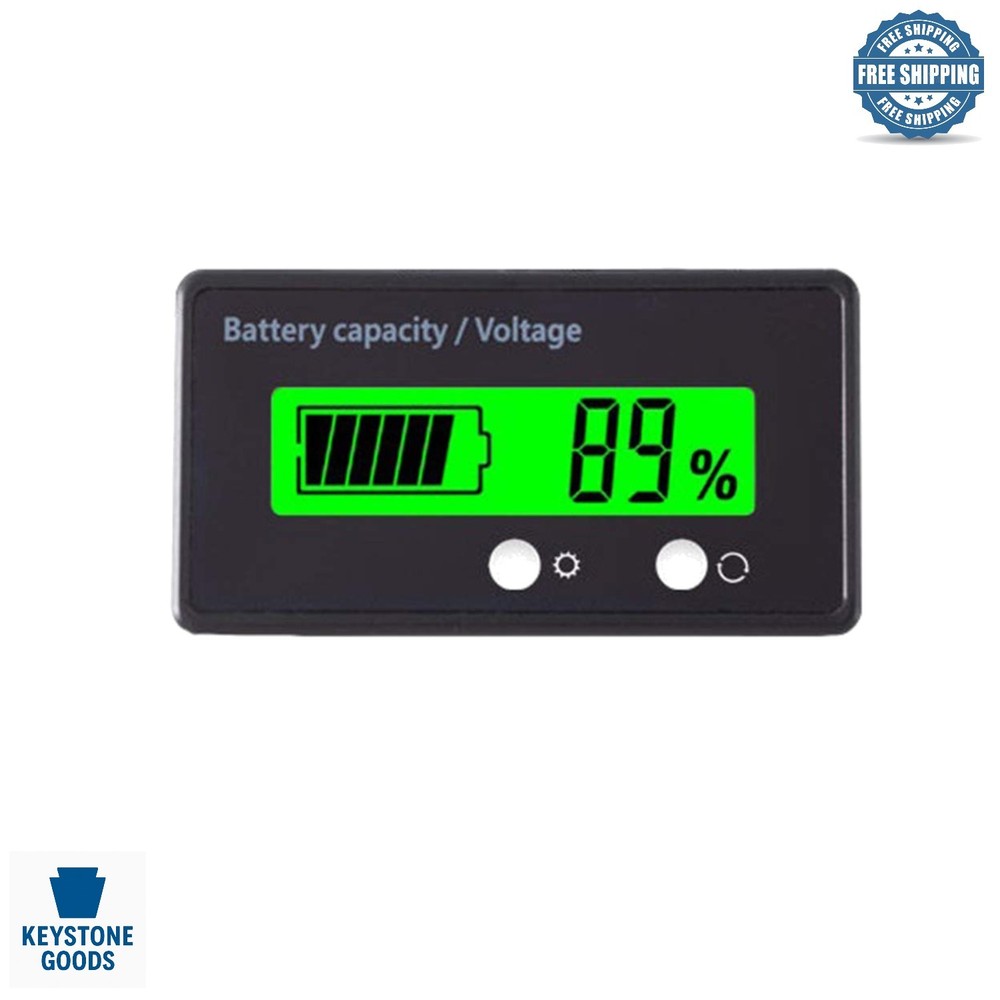 Universal 12-84V Battery Voltage Meter with LCD Backlight & Waterproof Design