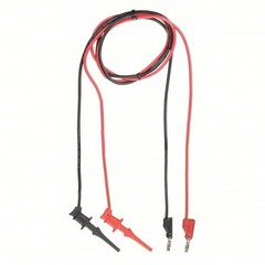 Test Lead, 24 in Lg, Test Clip to Banana Plug, Test Clip, PVC, Bk/Red, (5TXC8)
