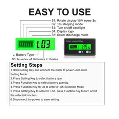 1/2 Pack 12v 24v 36v 48v Battery Monitor,Car Golf cart Battery Indicator Meter