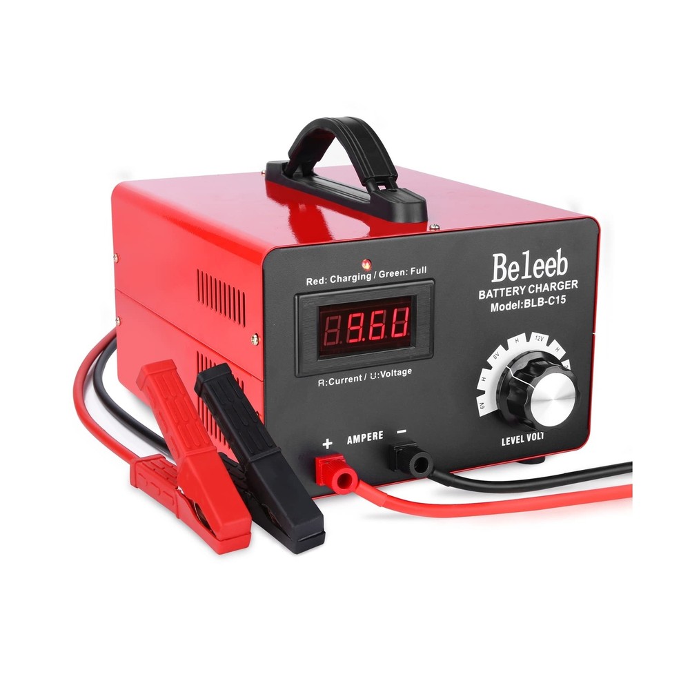 Beleeb C15 Multiple Voltage Battery Charger 6V 8V 12V 24V Lead-Acid LiFePO4 L…