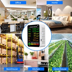 6 in 1 Air Quality Monitor PM CO2 Meter Carbon Dioxide Level TVOC HCHO Detector