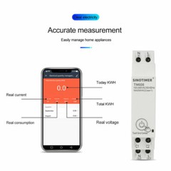 Smart WiFi DIN Rail 16A 100-240V Power Consumption Energy Electric Meter