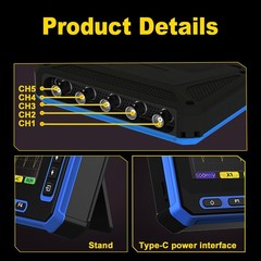 OS 5-Channel USB For WiFi Digital Oscilloscope 4.3 inch IPS Screen 1MHz BW