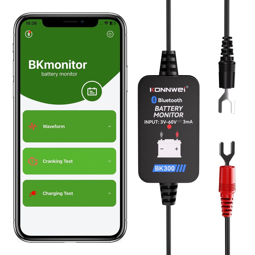 Bluetooth Battery Monitor 6V 12V 24V 48V, Car Tester, Cranking, Charging Test