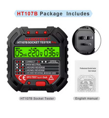 HT107 Socket Tester Pro RCD 30mA 5mA EU US UK Plug Voltage Polarity Tester