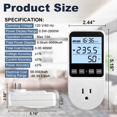 Upgraded Watt Meter, Watt Usage Meter Plug Home Energy Monitor Consumption, E…