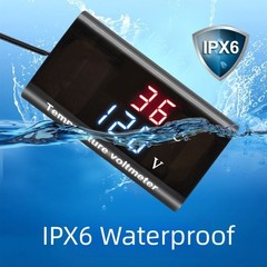 Dual Display LED Digital Temperature Sensor Voltmeter for Motorcycles DC12V Use