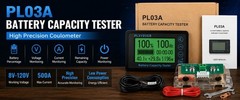 PL03A Battery Capacity Tester Coulometer LCD Monitor 8-120V 500A Shunt