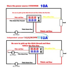 0.28″ DC 0~100V 10A Digital Amp Volt Meter Voltmeter Ammeter Blue+Red Dual LED