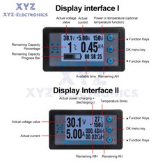 DC8-120V Digital Voltmeter Ammeter Battery Capacity Indicator Hall Coulomb Meter