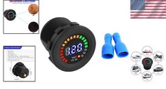 12V LED Voltmeter Digital Waterproof Round Panel DC Gauge for Marine Truck AT…