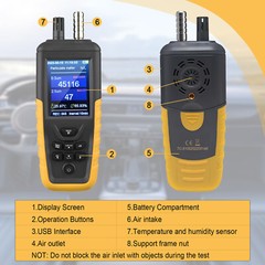Dust Mass/Particle Counter PM2.5 PM10 Detector Dust Concentration Tester Temp RH