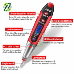 AC DC 12-250V LCD Digital Display Voltage Test Pen Electrician Electroscope Non-