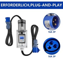 Mobile Digital Electricity Meter, 230V 16A Mobile Outdoor KWH Power Consumption Meter…