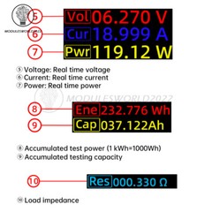 DC 12V 2.4 Inch Color Screen CNC Electronic Load Tester DC 0~150V 20A 150W NTC