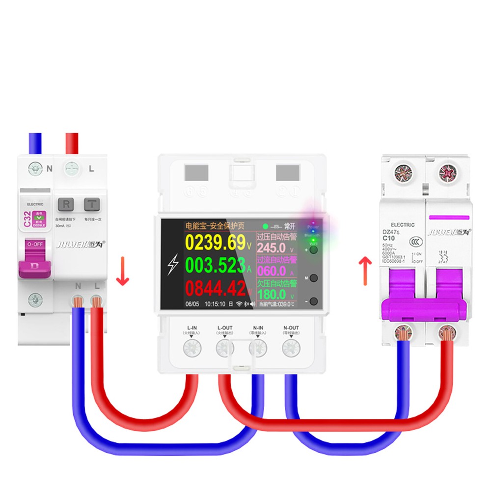 100A WiFi Din Rail Voltmeter AC 220V 110V Digital Power EnergyVolt Amp Kwh Meter