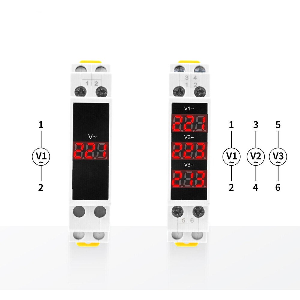 GEYA Three Single Phase Modular Voltage Meter LED Display AC 80-500V 220V 380V