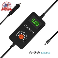 Car Charger Adapter with 3V 4.5V 5V 6V 7.5V 9V 12V Output，LED Display Voltage, A