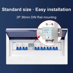 Electric Energy Meter 2P Single Phase LCD Digital Display DIN Rail Mounting 2-Wi