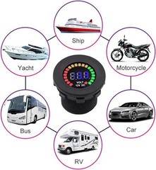 12V LED Voltmeter Digital Waterproof Round Panel DC Gauge for Marine Truck AT…
