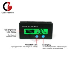 H52 Battery Capacity Indicator 12V-72V 3-20S Lead Acid Li-ion LiFePO4 Voltmeter